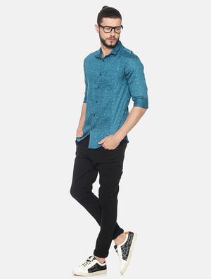 blue printed casual shirt - 17258313 - Standard Image - 4