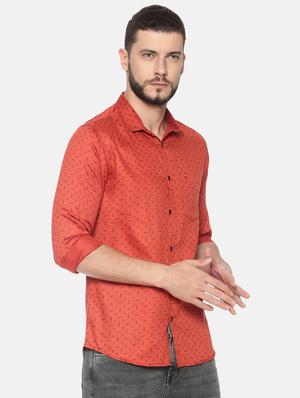 orange printed casual shirt - 17258317 - Standard Image - 2