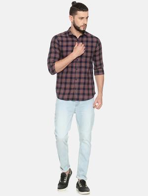 navy blue checkered casual shirt - 17258321 - Standard Image - 4