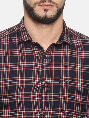 navy blue checkered casual shirt - 17258321 - Standard Image - 5