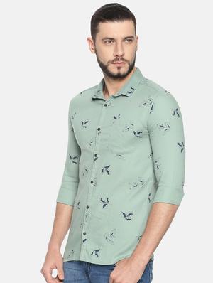 green printed casual shirt - 17258328 - Standard Image - 2