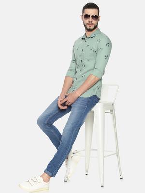 green printed casual shirt - 17258328 - Standard Image - 4