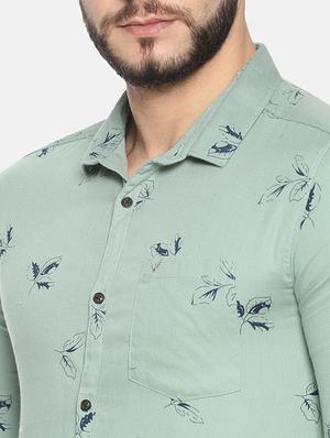 green printed casual shirt - 17258328 - Standard Image - 5