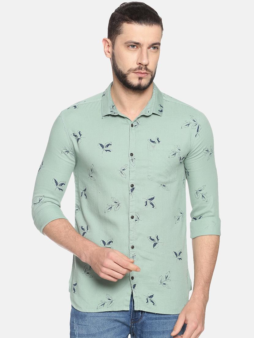 green printed casual shirt - 17258328 - Zoom Image - 1