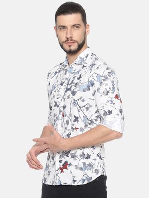 white printed casual shirt - 17258337 - Standard Image - 2