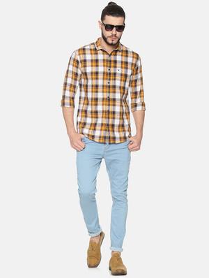 yellow checkered casual shirt - 17258342 - Standard Image - 4