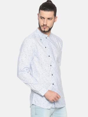 light blue printed casual shirt - 17258346 - Standard Image - 2