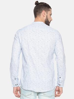 light blue printed casual shirt - 17258346 - Standard Image - 3