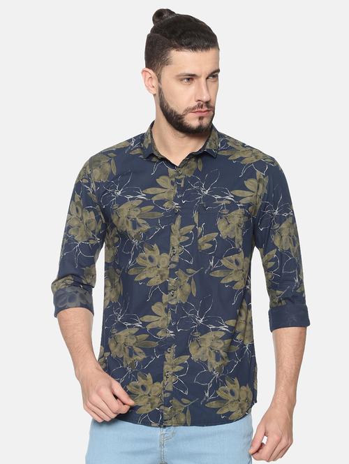 navy blue printed casual shirt - 17258362 - Standard Image - 1