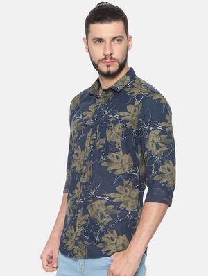 navy blue printed casual shirt - 17258362 - Standard Image - 2