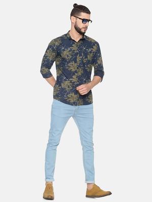 navy blue printed casual shirt - 17258362 - Standard Image - 4