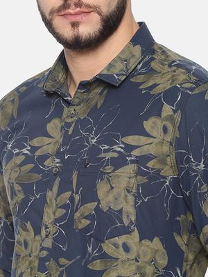 navy blue printed casual shirt - 17258362 - Standard Image - 5