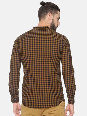 orange checkered casual shirt - 17258368 - Standard Image - 3