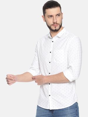 white printed casual shirt - 17258372 - Standard Image - 2