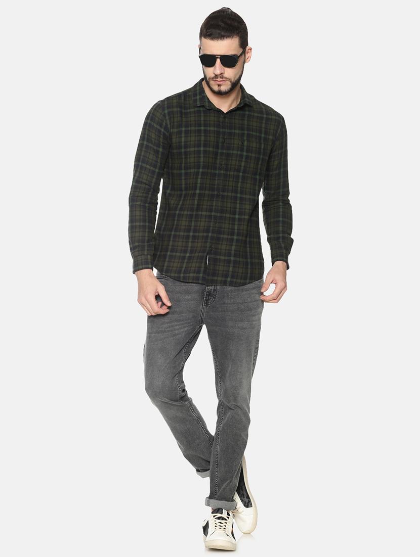 olive green checkered casual shirt - 17258384 - Zoom Image - 4