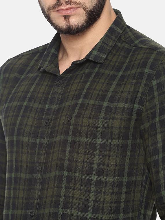olive green checkered casual shirt - 17258384 - Zoom Image - 5