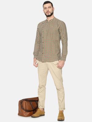 beige checkered casual shirt - 17258388 - Standard Image - 4