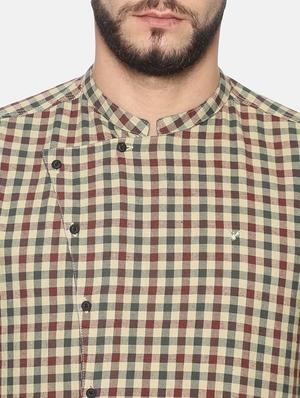 beige checkered casual shirt - 17258388 - Standard Image - 5