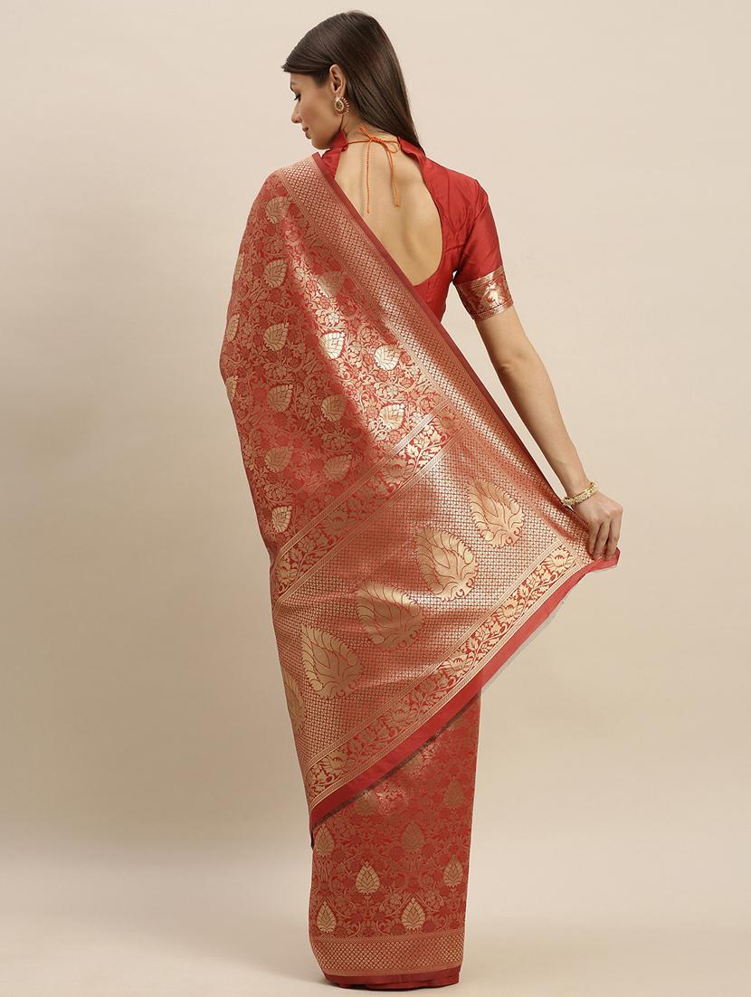 self design banarasi saree with blouse - 17258871 - Zoom Image - 2