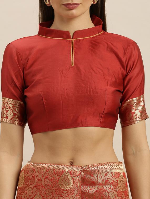 self design banarasi saree with blouse - 17258871 - Zoom Image - 3