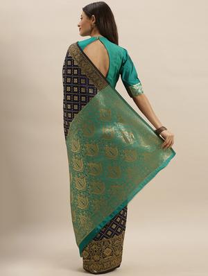 self design banarasi saree with blouse - 17258878 - Standard Image - 2