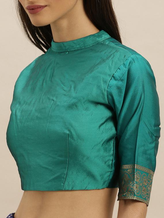 self design banarasi saree with blouse - 17258878 - Zoom Image - 3