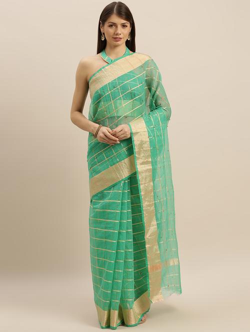 checkered kota doria saree with blouse - 17258885 - Standard Image - 1
