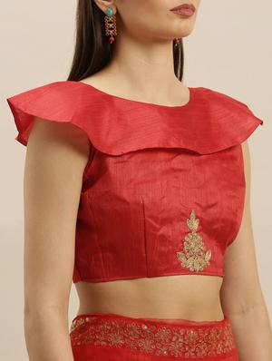 self design embroidered saree with blouse - 17258886 - Standard Image - 3