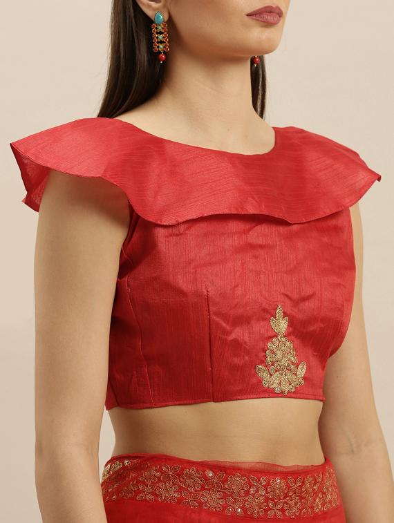 self design embroidered saree with blouse - 17258886 - Zoom Image - 3