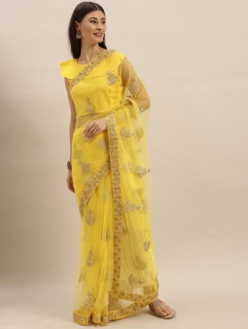 self design embroidered saree with blouse - 17258887 - Standard Image - 1