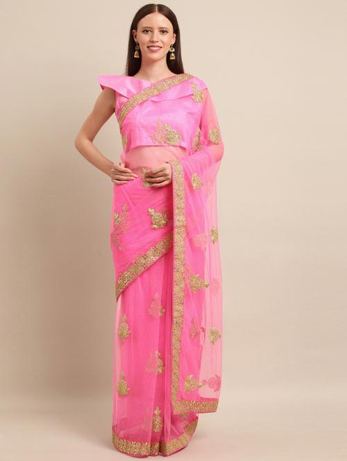 self design embroidered saree with blouse - 17258888 - Standard Image - 1