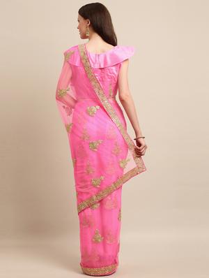 self design embroidered saree with blouse - 17258888 - Standard Image - 2