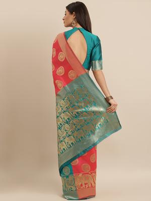 self design banarasi saree with blouse - 17258902 - Standard Image - 2