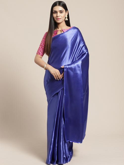 solid plain saree with blouse - 17259013 - Standard Image - 1