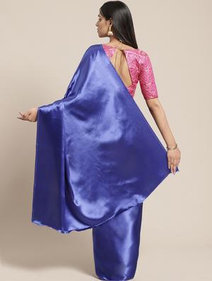 solid plain saree with blouse - 17259013 - Standard Image - 2