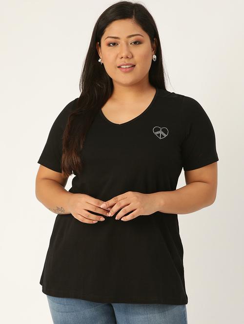v neck solid tee - 17260548 - Standard Image - 1