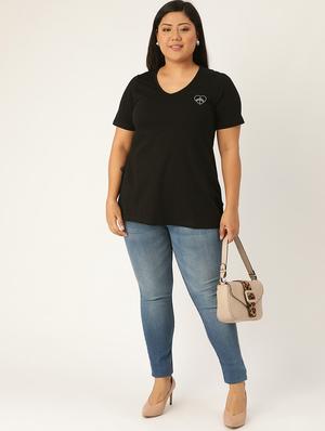 v neck solid tee - 17260548 - Standard Image - 4
