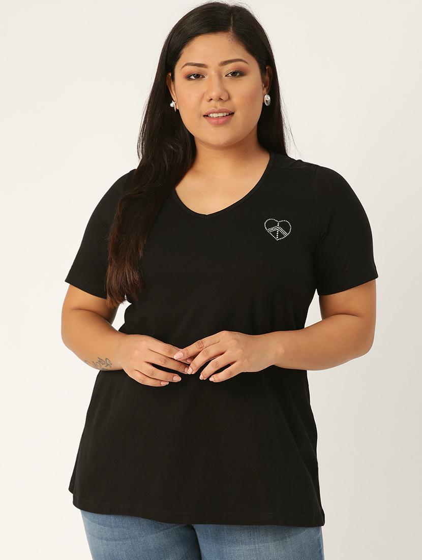 v neck solid tee - 17260548 - Zoom Image - 1