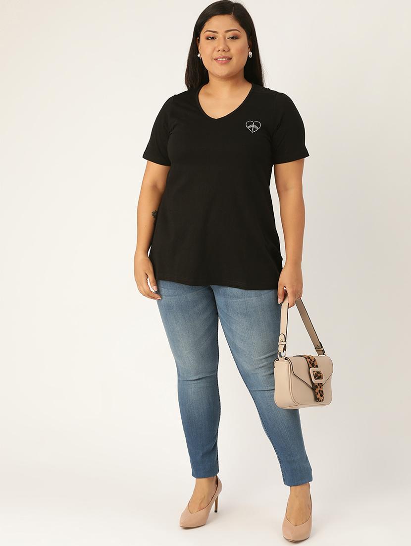 v neck solid tee - 17260548 - Zoom Image - 4