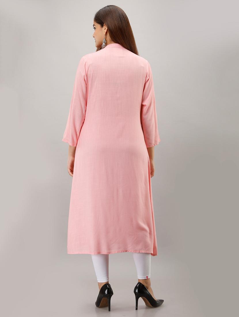 solid straight kurta - 17261024 - Zoom Image - 3