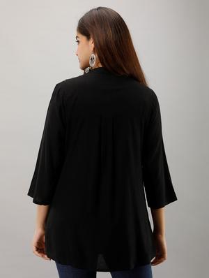 black rayon regular top - 17261031 - Standard Image - 3