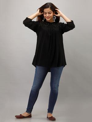 black rayon regular top - 17261031 - Standard Image - 4
