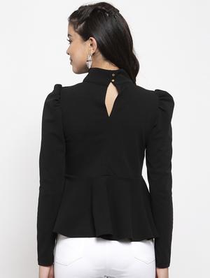 mock neck solid peplum top - 17261768 - Standard Image - 3