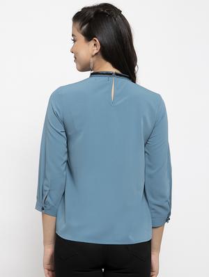 ruffle detail round neck top - 17261780 - Standard Image - 3