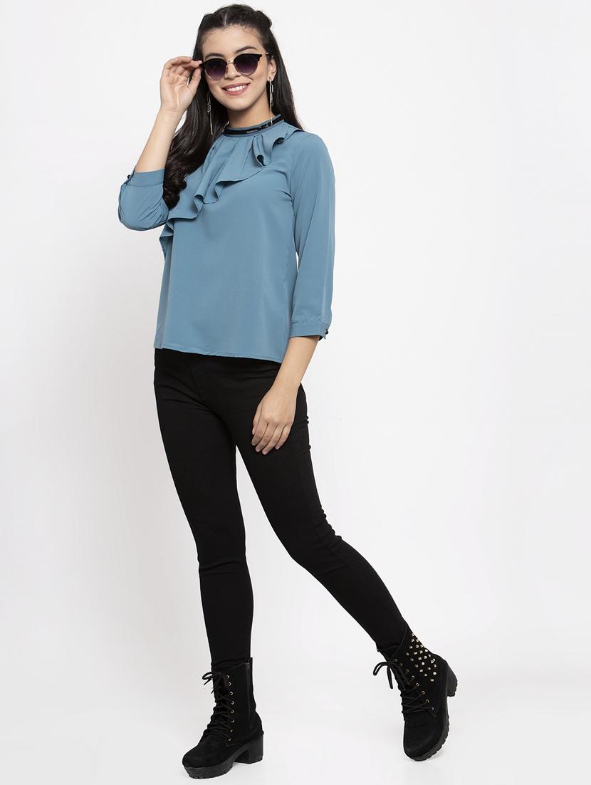 ruffle detail round neck top - 17261780 - Zoom Image - 4