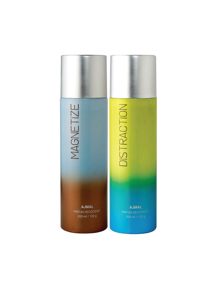 ajmal magnetize & distraction deodorant pack of 2 deodorants 200 ml each (total 400ml) for unisex+ 2 parfum testers - 17261970 - Zoom Image - 1