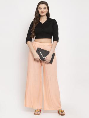 mid rise solid palazzo - 17262091 - Standard Image - 4