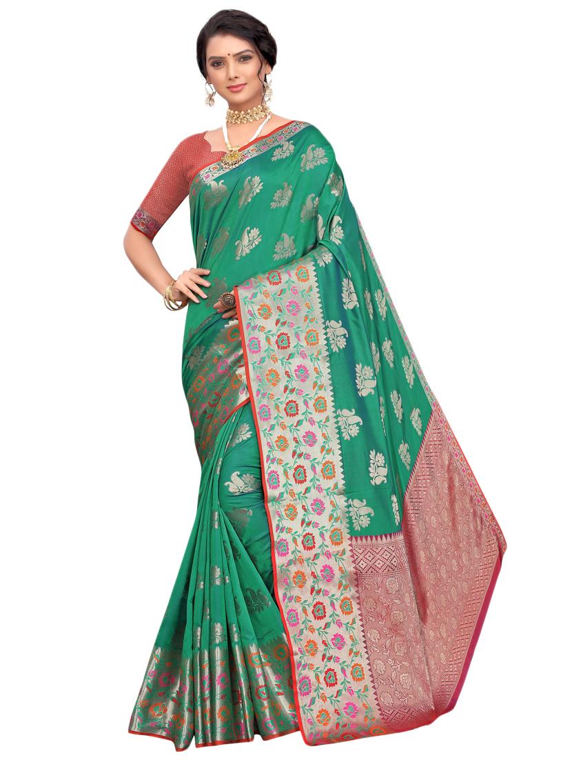 paisley bordered saree with blouse - 17262220 - Zoom Image - 1