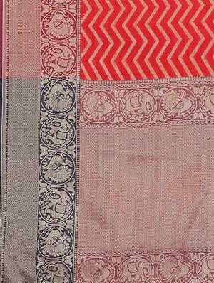 chevron bordered saree with blouse - 17262222 - Standard Image - 4