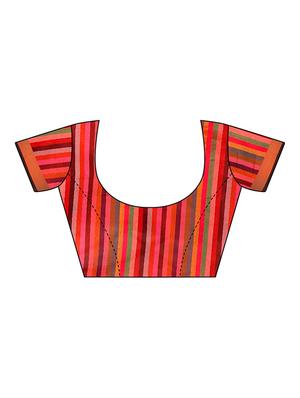 checkered woven saree with blouse - 17262226 - Standard Image - 3